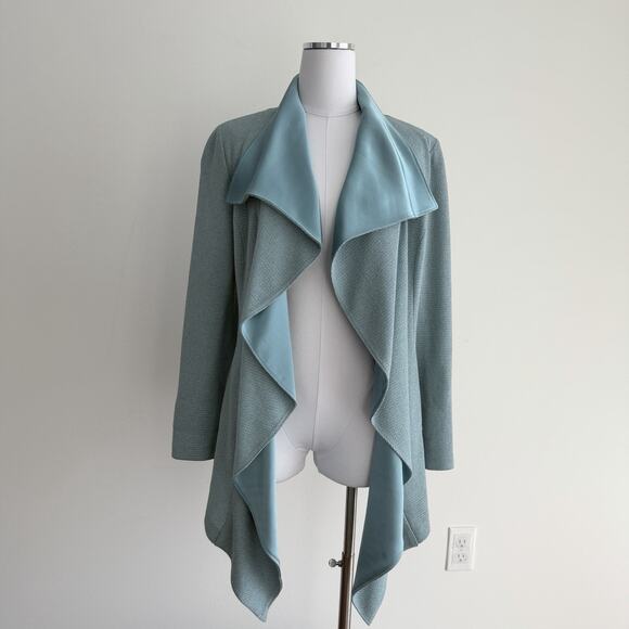 St John Couture Jacket Womens 8 Teal Metallic Draped Waterfall Evening Cardigan - Picture 1 of 11